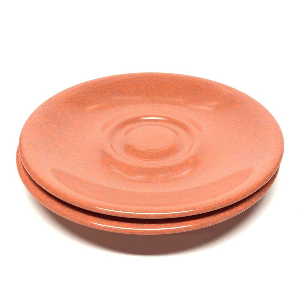 2 Russel Wright Residential by Northern Melamine Melmac Saucers Coral/Salmon MCM